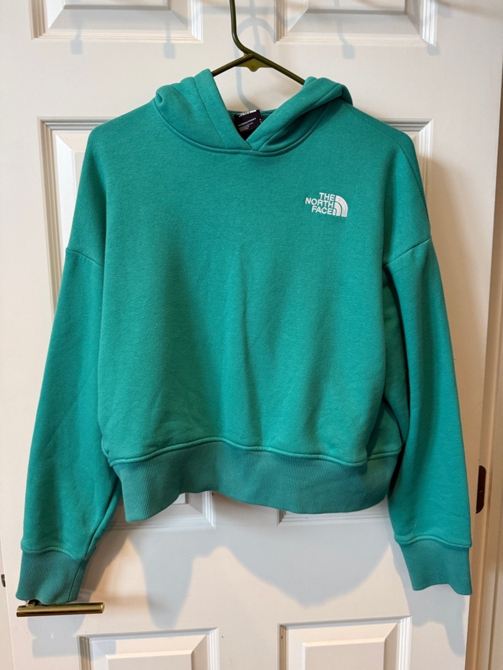 The North Face Women's Teal Cropped Hooded Sweatshirt